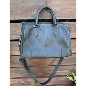 Rebecca Minkoff Black Pebbled Leather Satchel with Stud Detail
